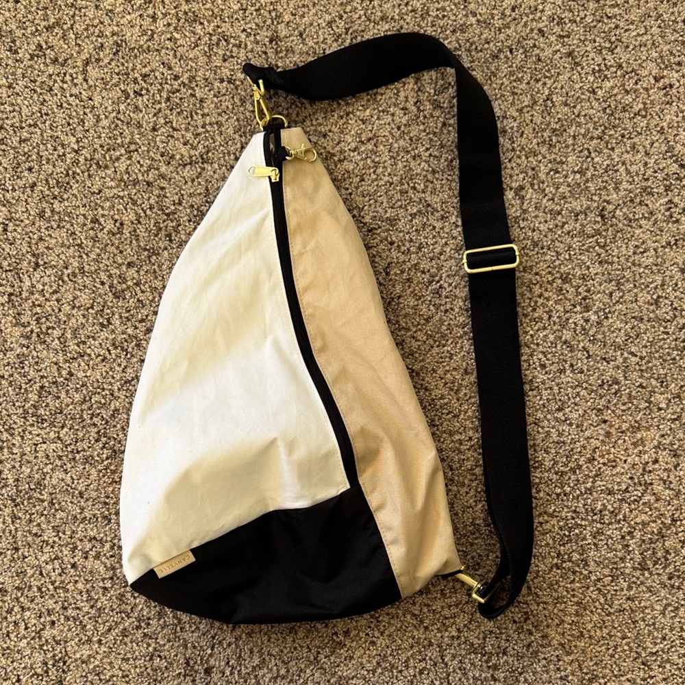 Canvel Stylish Black and Cream Sling Bag